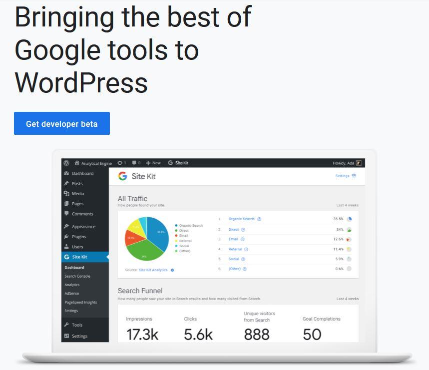 Google site kit webpage