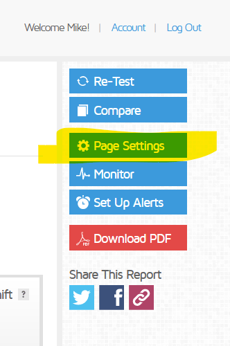 gtmetrix setting