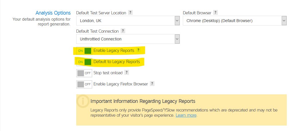 GTmetrix old reports,,